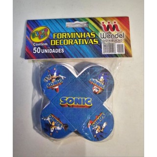 Porta Forminha para Doces Festa Sonic c/ 50 Unidades