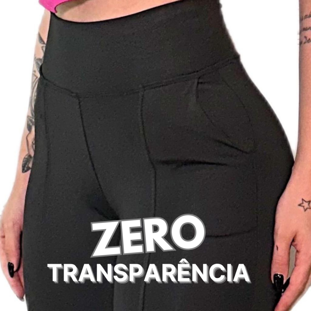 Calça Legging Feminina Montaria Bolso Faca Cintura Alta Do M ao G4