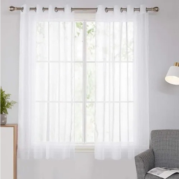 Cortina de Voil Para Cozinha 2,00 X 1,50 Metros Branca Ou Palha Premium - Direto da Fábrica