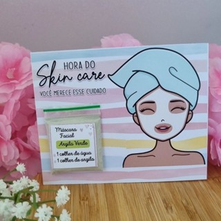 Kit Com 10, 30 ou 50 Unidades de Card Cartão Com Argila Verde Para Máscara Facial Mimo Cliente Lembrancinha