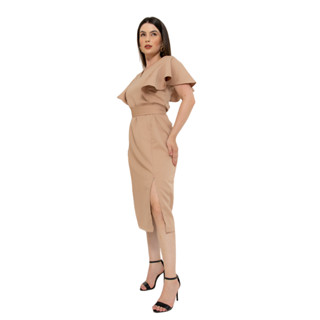 HBD 014# Vestido Feminino Uniforme Longo de Festa Com Cinto Estilo Elegante Alfaiataria TR-VES-014