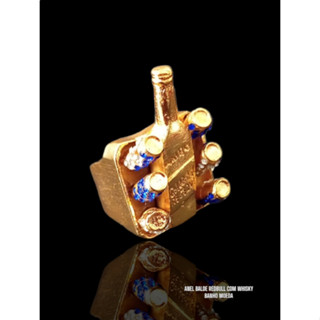 Anel Dedeira Whiskeria Banhada A Ouro 18k