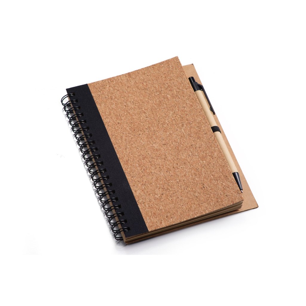 Caderno Ecológico Artesanal de Cortiça + Caneta de Papel Reciclado