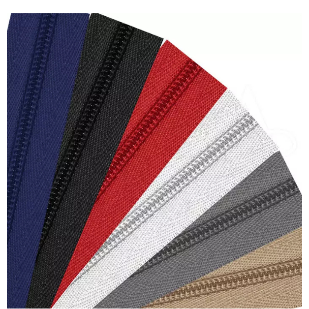 Kit 5 Metros Zíper Nylon N.5 + (10 Cursores Padrão - Cor Prata ou Dourado)