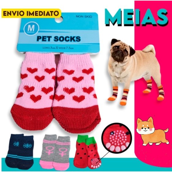 4pçs Meias Anti-Derrapantes Animais De Estimação