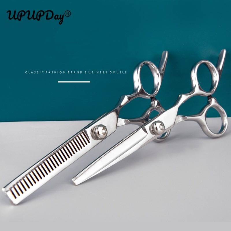 Tesoura para cortar cabelo fio a laser e desbastadora para barbeador e cabelereiro - salão em Oferta na Shopee