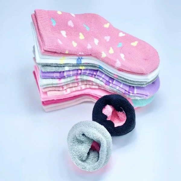 Kit 6 Pares Meia Menina Atoalhada Grossa Infantil Para Inverno Conforto Cano Longo Divertidas
