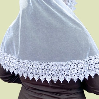 Véu Ccb Adulto Congregação Cristã Renda Guipir Larga (modelo Patrícia) em Oferta na Shopee