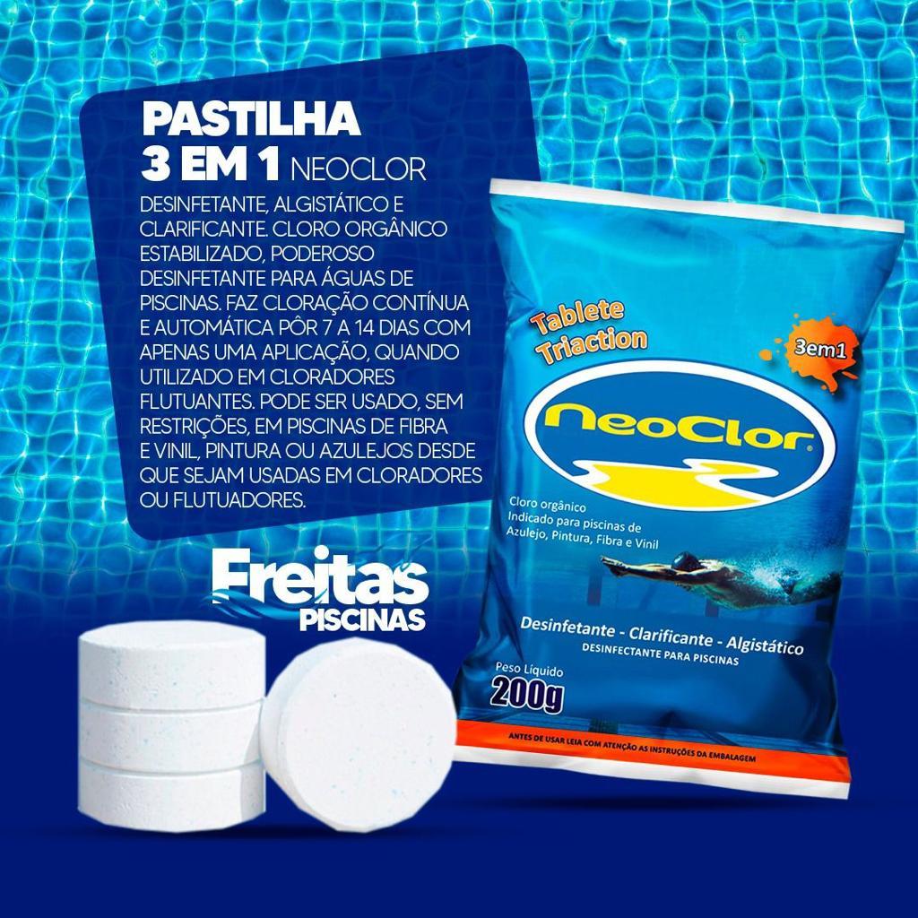 Pastilhas De Cloro Clarificante 3 Em 1 200g Para Piscinas