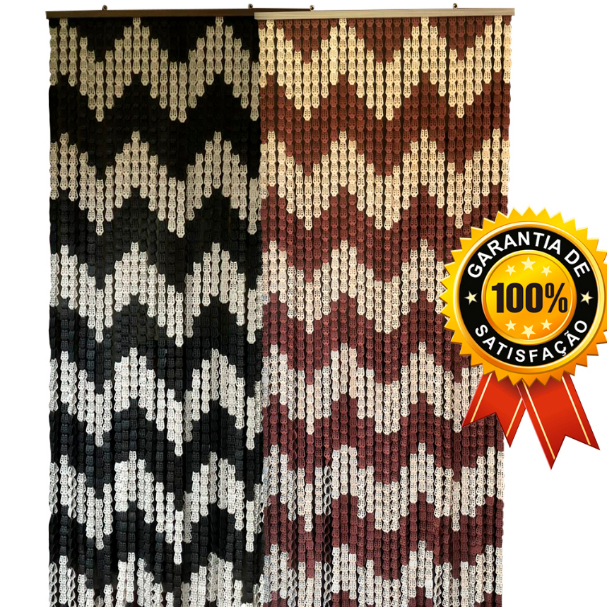 cortina de porta italiana Marrom e bege ou Preta e Branca -2,10x0,82m em Oferta na Shopee