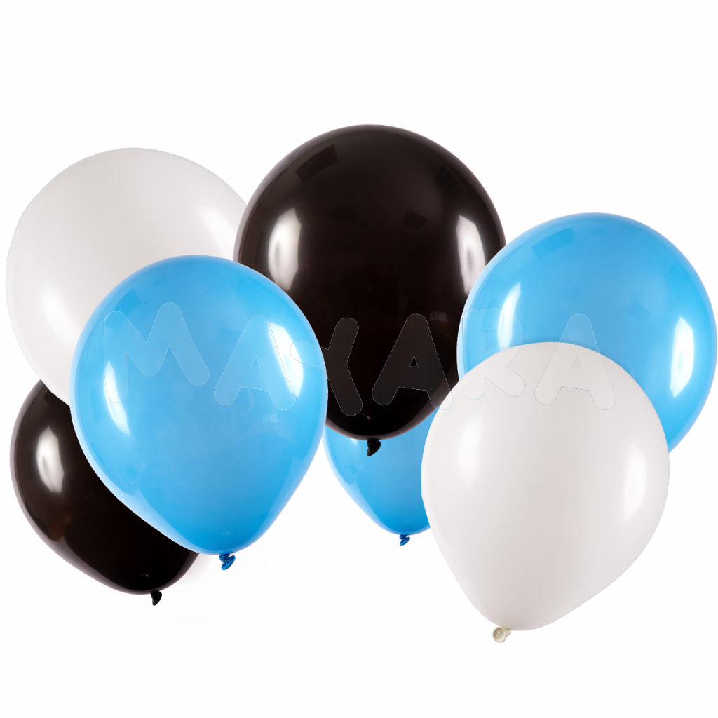 75 unidades Balões - 8 Polegadas Bexigas Preto Branco e Azul Celeste