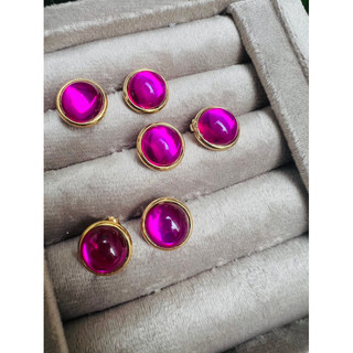 Brinco rosa purple ~ Ambar mel - banhado ~ brinco rsinado