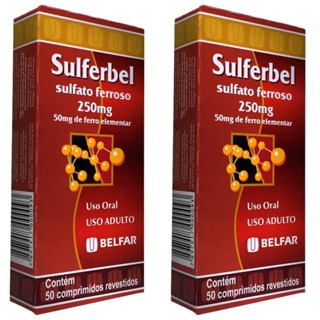 Sulferbel 250mg Suplemento de Sulfato Ferroso c/50 Comp.Revest. Kit com 2 Caixas em Oferta na Shopee