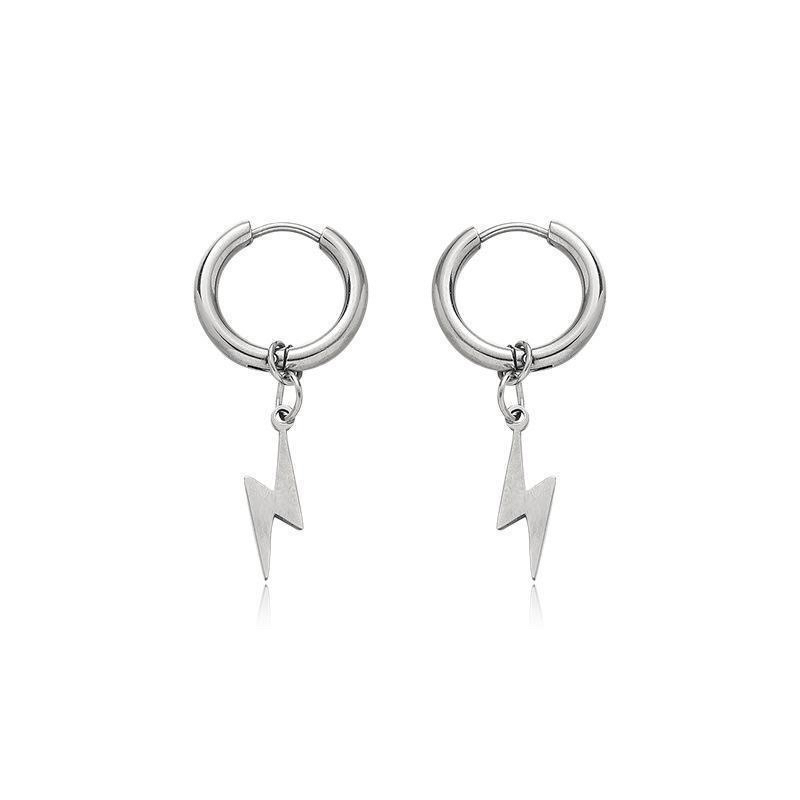 Par Brinco Punk de argola com pingente raio em Oferta na Shopee