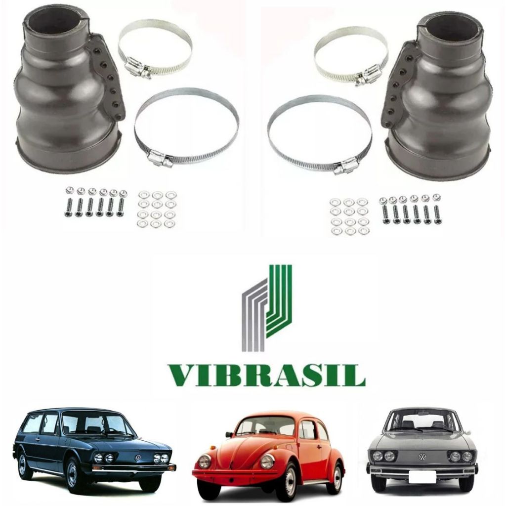 Par Coifa Semi Eixo Lado Cambio Vw Fusca Brasilia Variant Completa com parafusos e abraçadeiras original vibrasil