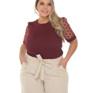 Short Plus Size Feminino Linho Cos Alto Bolsos Gg A G3 Grande