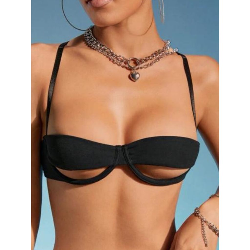 cropped gabi decotado no seio top moda festa balada diferente fashion primavera verão alça fina valoriza o seio em Oferta na Shopee