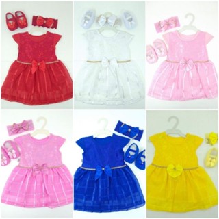 Kit Menina Luxo Vestido+Faixa+Sapato 3 Peças