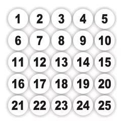 Adesivos Numerados 1 Ao 100 Redondo Fundo Branco Medida 1cm