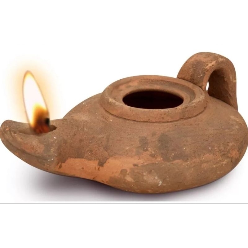 Lamparina  de barro natural Época de Cristo + Pavio em Oferta na Shopee