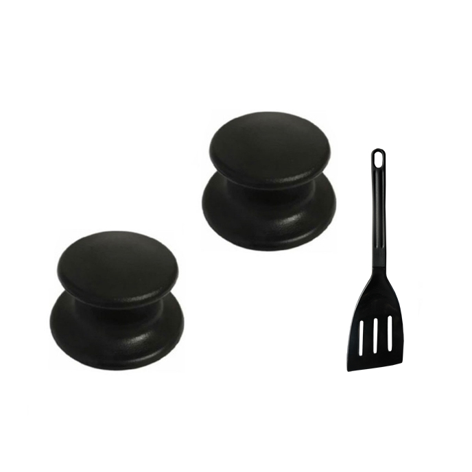 KIT Com 2 Pegadores Pomel Puxadores Para Tampas de Vidro ou Alumínio com espatula de nylon