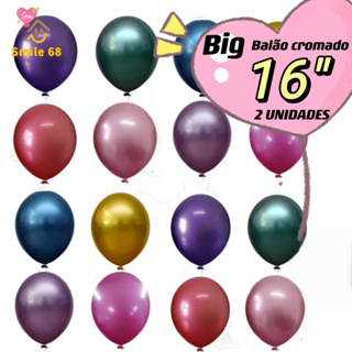 2 Unid - Balão 16 Polegadas Metalizado Big Cromado Gigante Dourado Rosa Prata em Oferta na Shopee