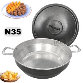 Tacho Com Tampa N35 Em Alumínio Para Frituras Batata Frita Salgado Pastel Camarão Moqueca Acarajé
