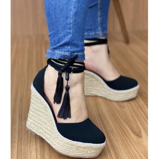 Sandália Feminina Anabela Plataforma De Luxo Fechada Lançamento 2025 em Oferta na Shopee