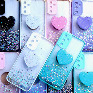 Capa Capinha case anti impacto para Samsung Galaxy A14 - Capinha de Silicone com pop socket de coração para Samsung Galaxy A14