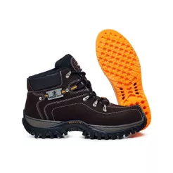 Bota Adventure Masculina Polo Fran Original Coturno Marrom Palmilha Gel Botina Couro