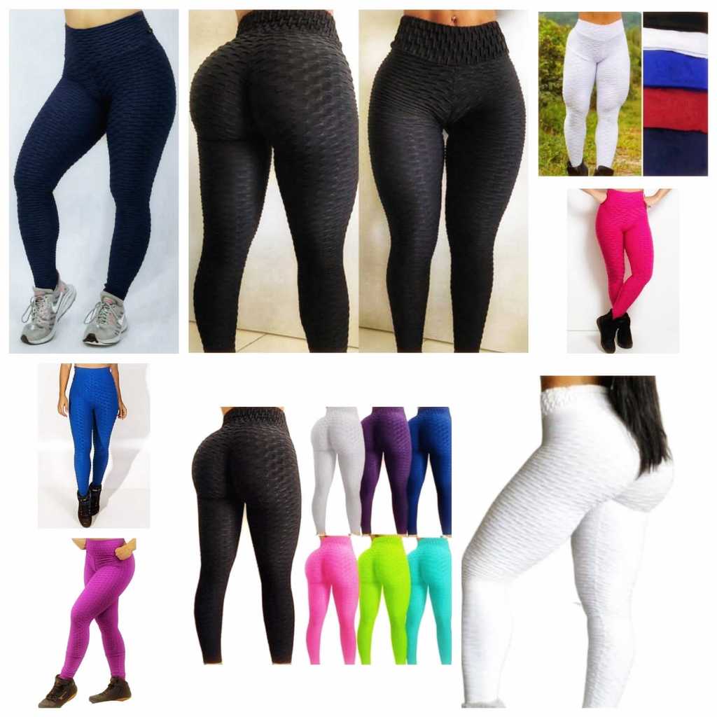 Calça Legging Leg Fitness Tecido Em Bolha Textura legue flocada pipocada leg nervura