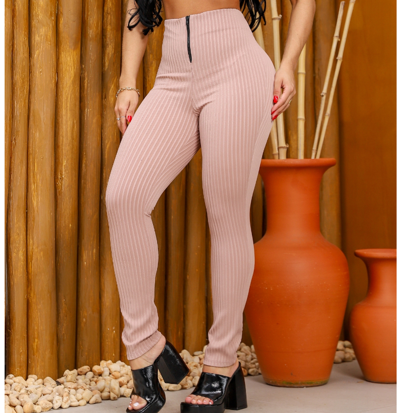 Calça Canelada 3 D alto Relevo Montaria Feminina Cintura Alta com Ziper Skinny possui Elastano Slim em Oferta na Shopee