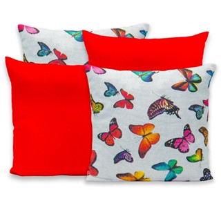 Kit 4 Capas de Almofada com Zíper Gorgurinho 40x40cm coleção 2024 BORBOLETAS