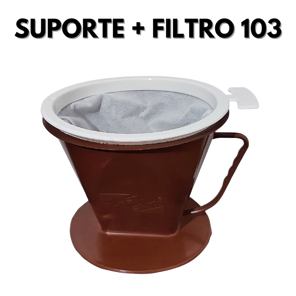 Kit Coador de Café Porta Filtro 103 e Filtro Grande Permanente 103