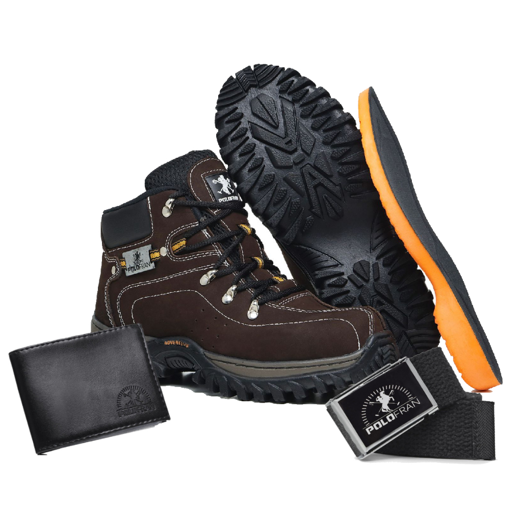 Kit Bota Adventure Polo Fran Masculina Marrom Botina + Palmilha +Carteira + Cinto em Oferta na Shopee
