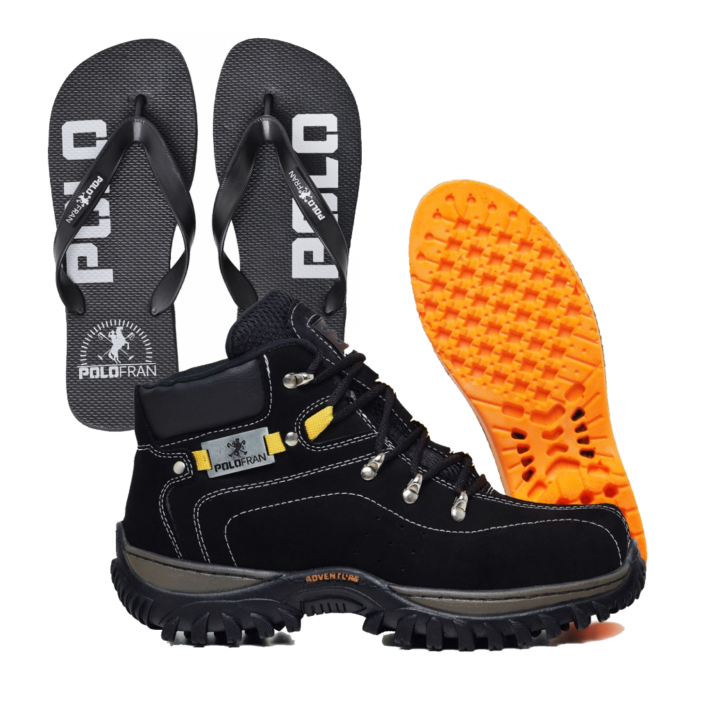 Kit Bota Adventure Botina Polo Fran Masculina + Palmilha gel + Chinelo em Oferta na Shopee