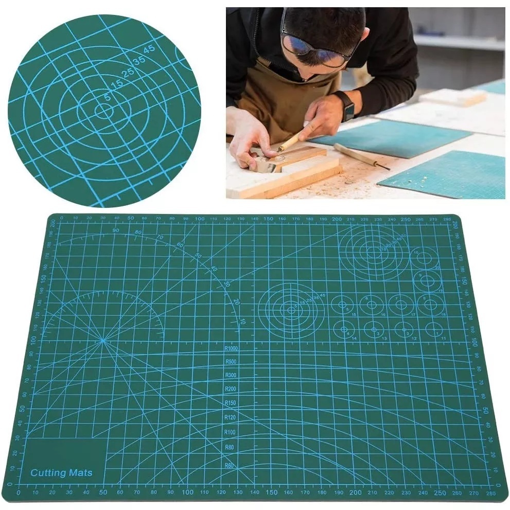 kit Base Para Corte De Mesa A3 Dupla Face Patchwork Artesanato e Estilete De Precisão Bisturi Alumínio C/ 4 Laminas