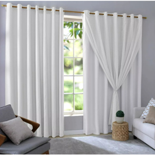 Cortina Blackout Blecaute Com Voil Voal Liso 2,80 m x 2,30 m para sala, escritorio, quarto Cores em Oferta na Shopee