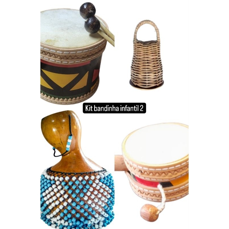 kit bandinha infantil musical instrumento percussão bacurinha caxixi cabulete xequerê