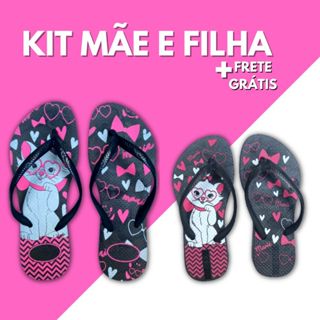 Kit Mãe E Filha Chinelo Sandália Feminino Adulto E Infantil Slim Calçado Mulher E Menina Confortável Macio Leve Promoção
