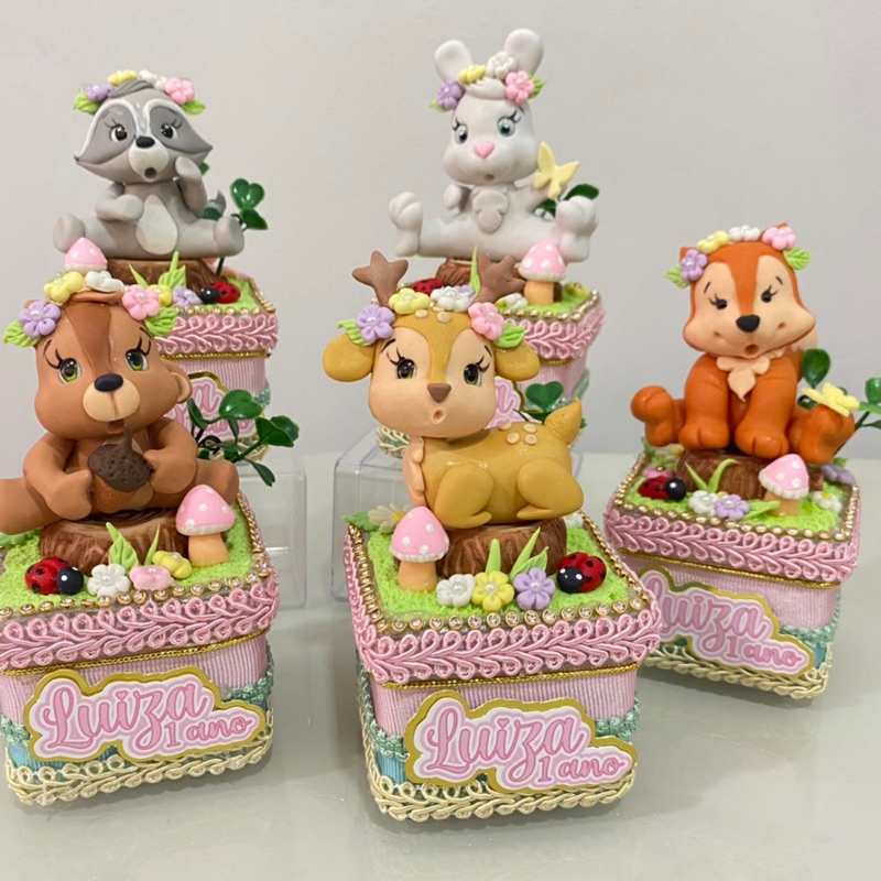 Caixas Acrílicas Biscuit Bosque Encantado / Lembrancinhas / Personalizados / Aniversário