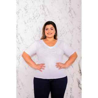 BLUSINHA PLUS BASICA GOLA V MANGA CURTA, BLUSINHA PLUS SIZE, BLUSINHA MANGA CURTA, BLUSINHA BASICA