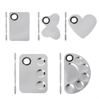FIR Paleta De Tinta De Aço Inoxidável Bandeja Mixing Rod Espátula Set Para Nail Art Abastecimento Material Escolar Pintura A Óleo