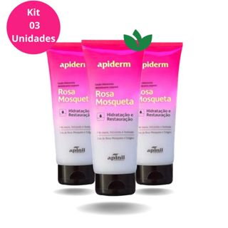 KIT 3 Unidades Loção Hidratante Corporal ROSA MOSQUETA 190g Apinil Apiderm