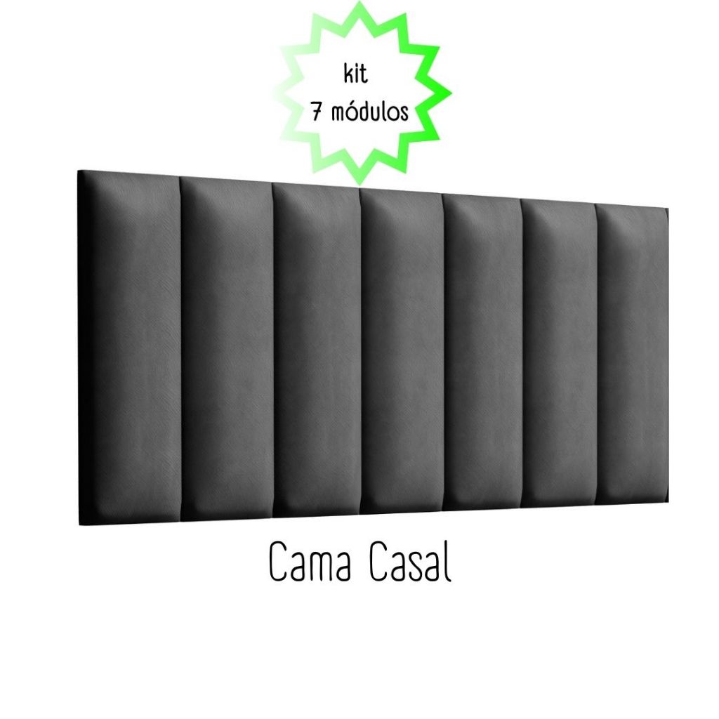 Cabeceira Cama De Casal Kit Com 7 Módulos 140x45cm - De Colar Na Parede em Oferta na Shopee