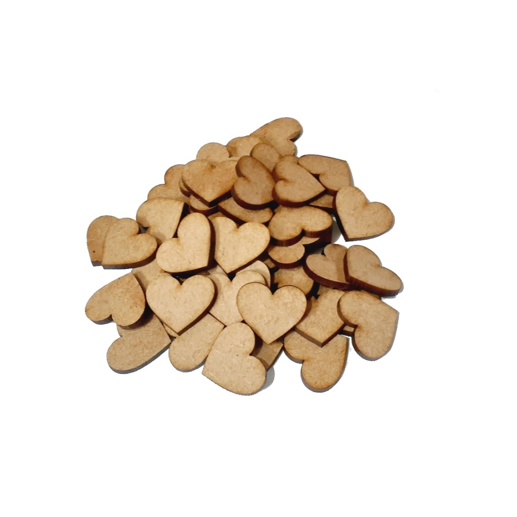 kit 100 corações 2,5cm mdf cru recorte aplique em Oferta na Shopee