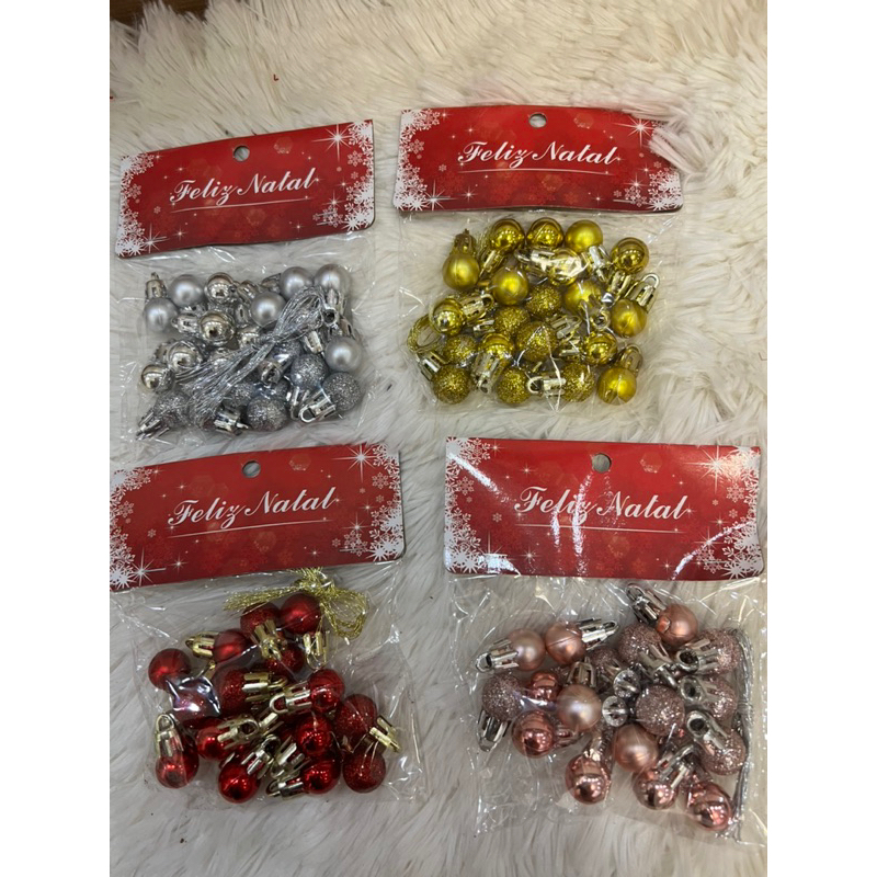 Mini mini Kit 20 Bolas de Natal Mista Lisa Fosca Glitter 1.5cm(P10015)