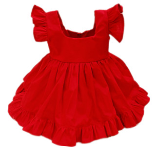 LANÇAMENTO - Vestido Infantil com Tiara Bebê Menina Vermelho Natal 100% Algodão Brenda - Tam P ao 3 anos
