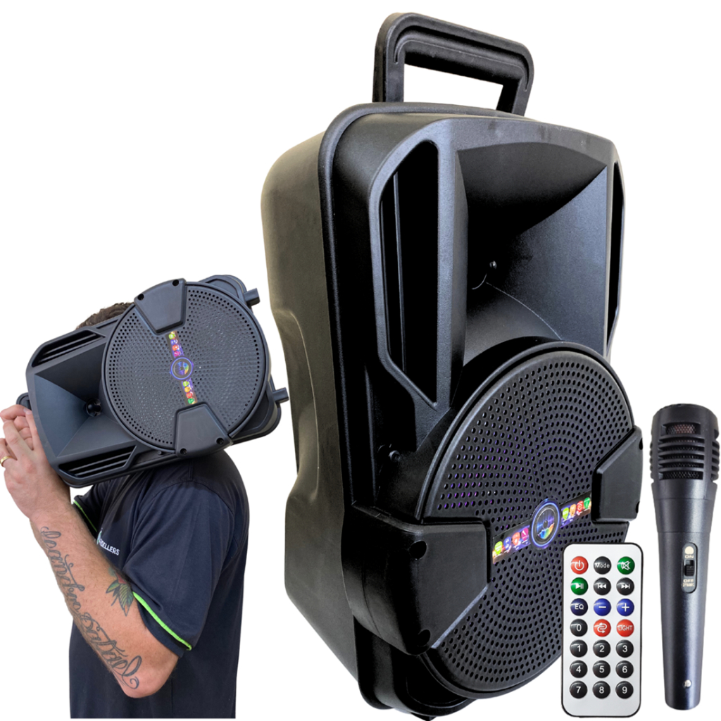 Caixa de Som Grande Potencia 1000w Pmpo + Microfone Completo P10