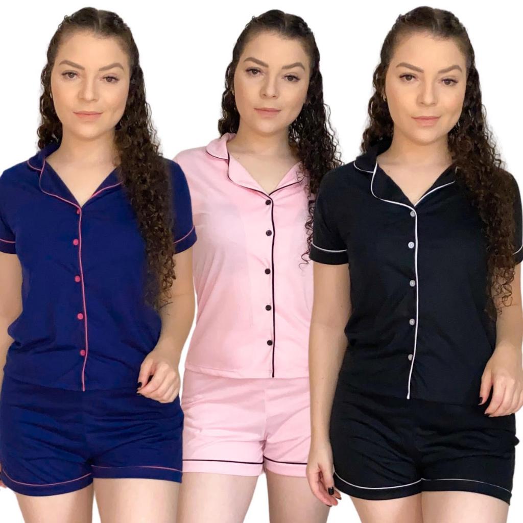 Pijama Americano feminino Baby Doll com botões amamentação maternidade em Oferta na Shopee